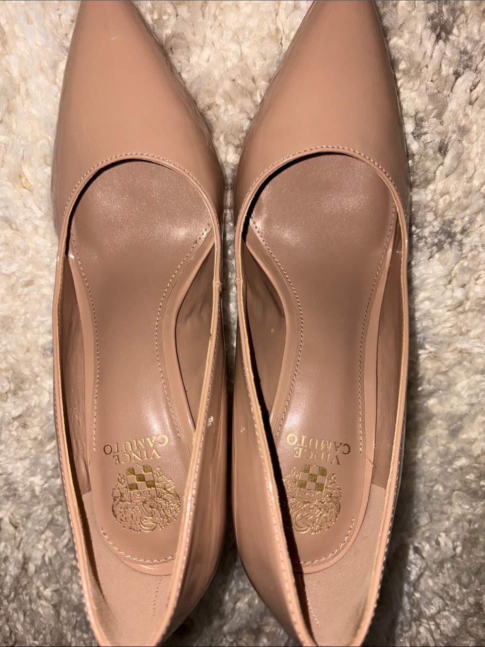 Vince Camuto Tan Beige Nude Patent Pointed-Toe Pumps